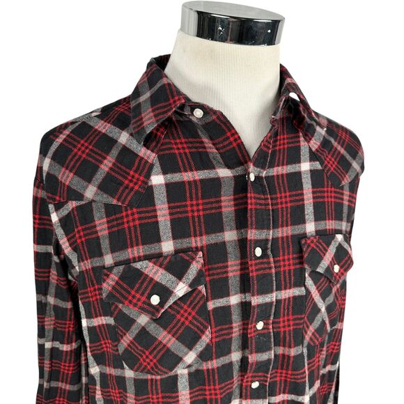 Ely Cattleman Western Flannel Shirt Men’s XL Red Pearl Snap Button Up Plaid - Picture 2 of 10